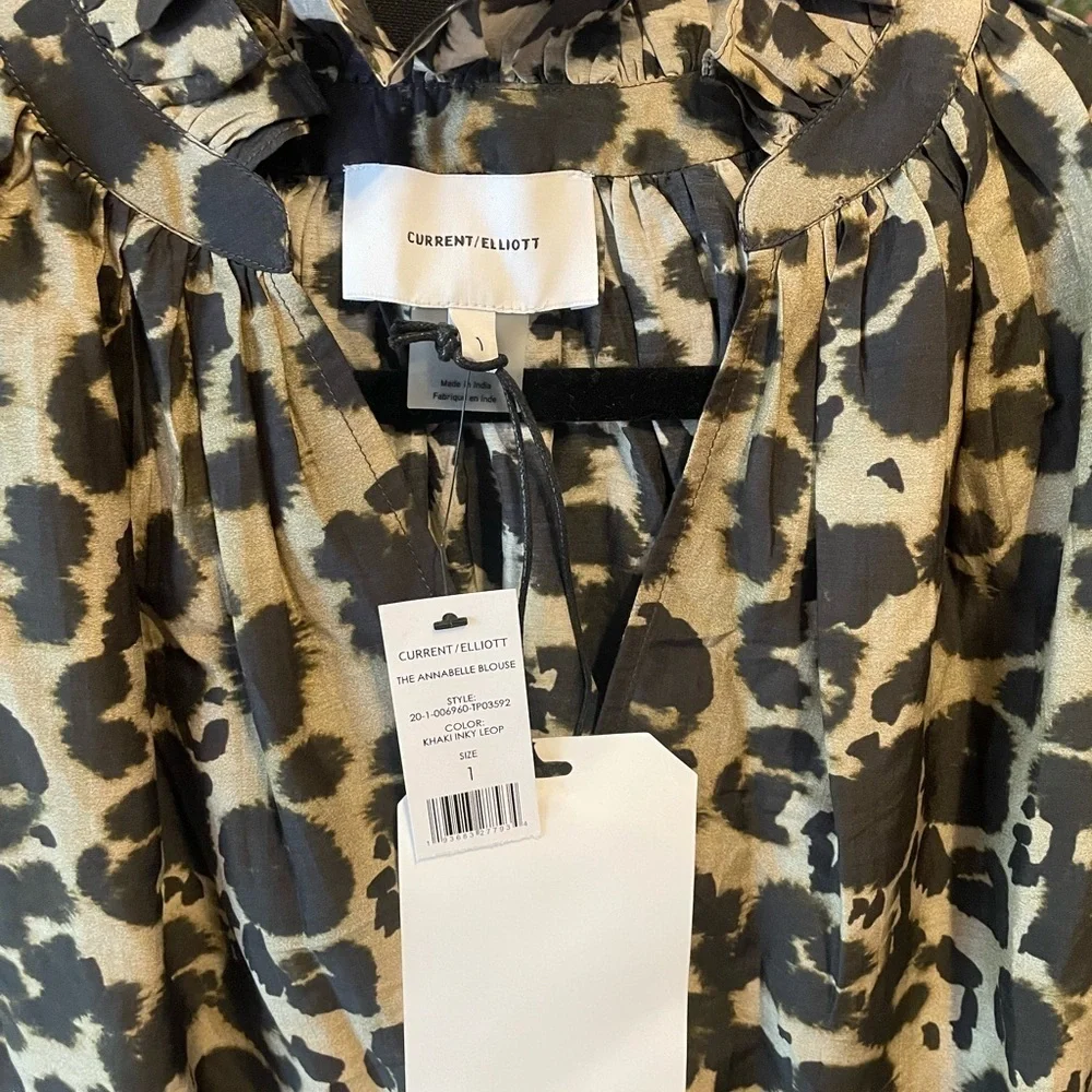Current Elliott NWT Annabelle Silk blend blouse leopard print Tag size 1 $228